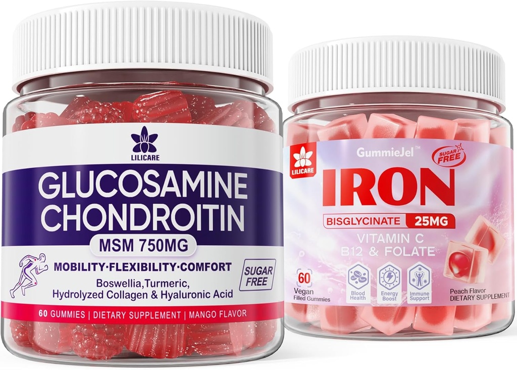 Glucosamine Chondritine Gommies + Supplément de fer pour les femmes