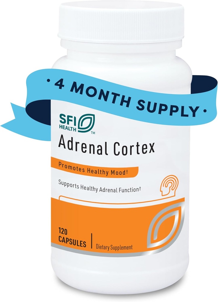 Klaire Labs SFI Health Adrénal Cortex - Suppléments de soutien surrénal ciblés pour la santé de Cortisol - Extrait lyophilisé purifié et exempt d'ESB de la viande bovine issue de pâturages (120 capsules)