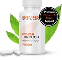 Power through - Supplément Cerveau Nootropique pour la Mémoire et Focus avec L-Theanine, Bacopa Monnieri, Rhodiola Rosea, B12, Pills d'énergie, Support d'humeur et Meilleur Supplément Cerveau pour Memory Focus