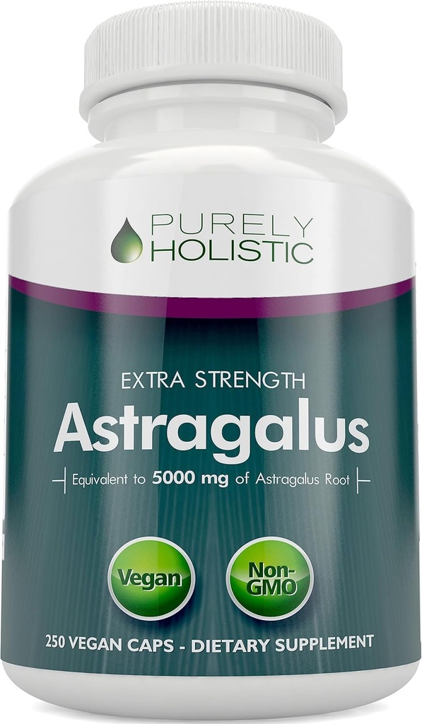Astragalus Capsules 5 000 mg - 250 Capsules, 8+ mois d'approvisionnement - Astragalus de résistance supérieure extrait de racine 20:1 - non OGM, végétarien et végétalien - soutient le système immunitaire et cardiovasculaire
