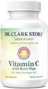 Dr Clark Vitamine C avec supplément HIPS Rose – 1000mg, 100 Capsules de gélatine, soutien immunitaire et protection antioxydante