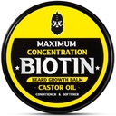 Baume à barbe, concentration maximale BIOTIN, avec huile de ricin et huiles d'argan et de jojoba, favorise la croissance de la barbe, les styles, renforce et adoucit la barbe et les moustaches, 2 once, Sandalwood