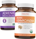 Adrenal & Ashwagandha (1-Month Supply) Calm & Energize Bundle - Adrenal Support with L-Tyrosine (120 Capsules) & USDA Organic Ashwagandha 1350mg Ashwagandha Root Powder per Serve (60 Capsules)