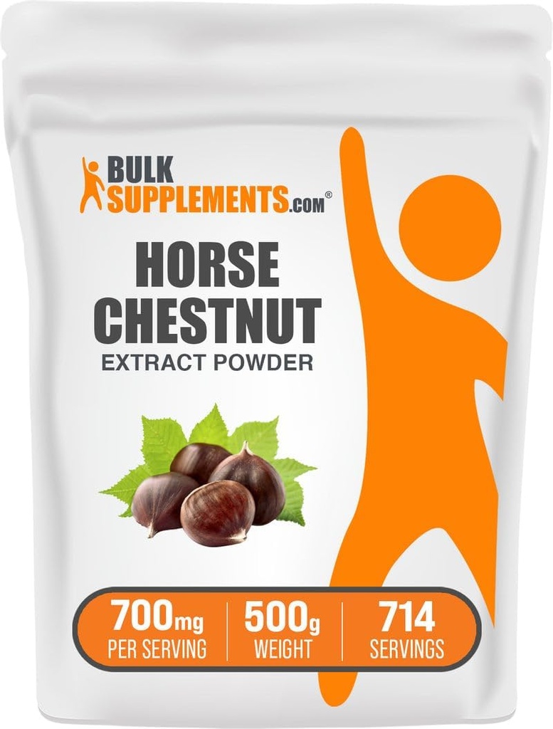 BulkSupplements.com Poudre d'extrait de châtaigne de cheval - supplément de châtaigne de cheval, supplément à base de plantes - sans gluten, 700mg par portion, 500g (1,1 lb) (paquet de 1)
