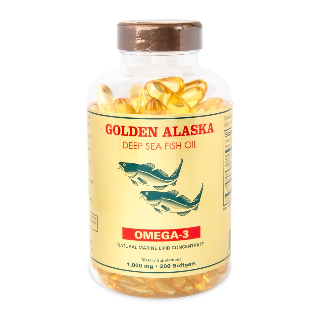 Omega 3 Alaska Huile de poisson de haute mer 1000mg 200 Softgels