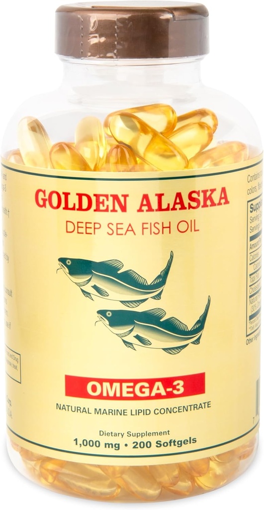 Omega 3 Alaska Huile de poisson de haute mer 1000mg 200 Softgels