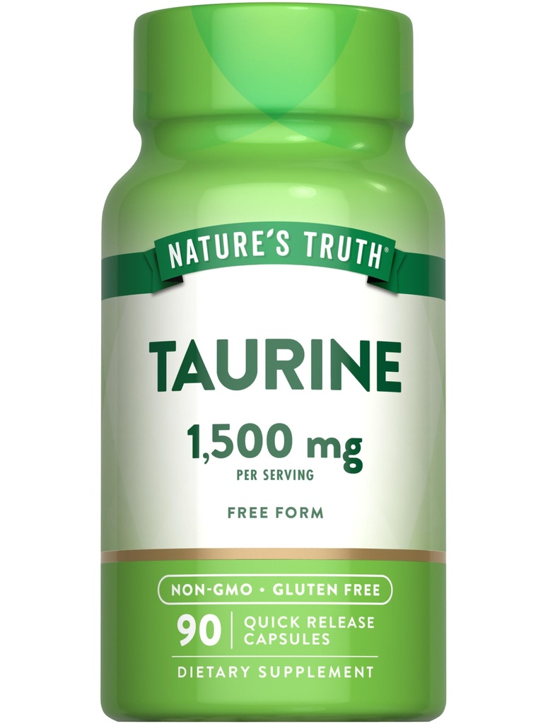 Nature's Truth Taurine Supplement de 1500mg de 90 Capsules Exclusivement sans OGM et sans gluten Acid Amino Supplément