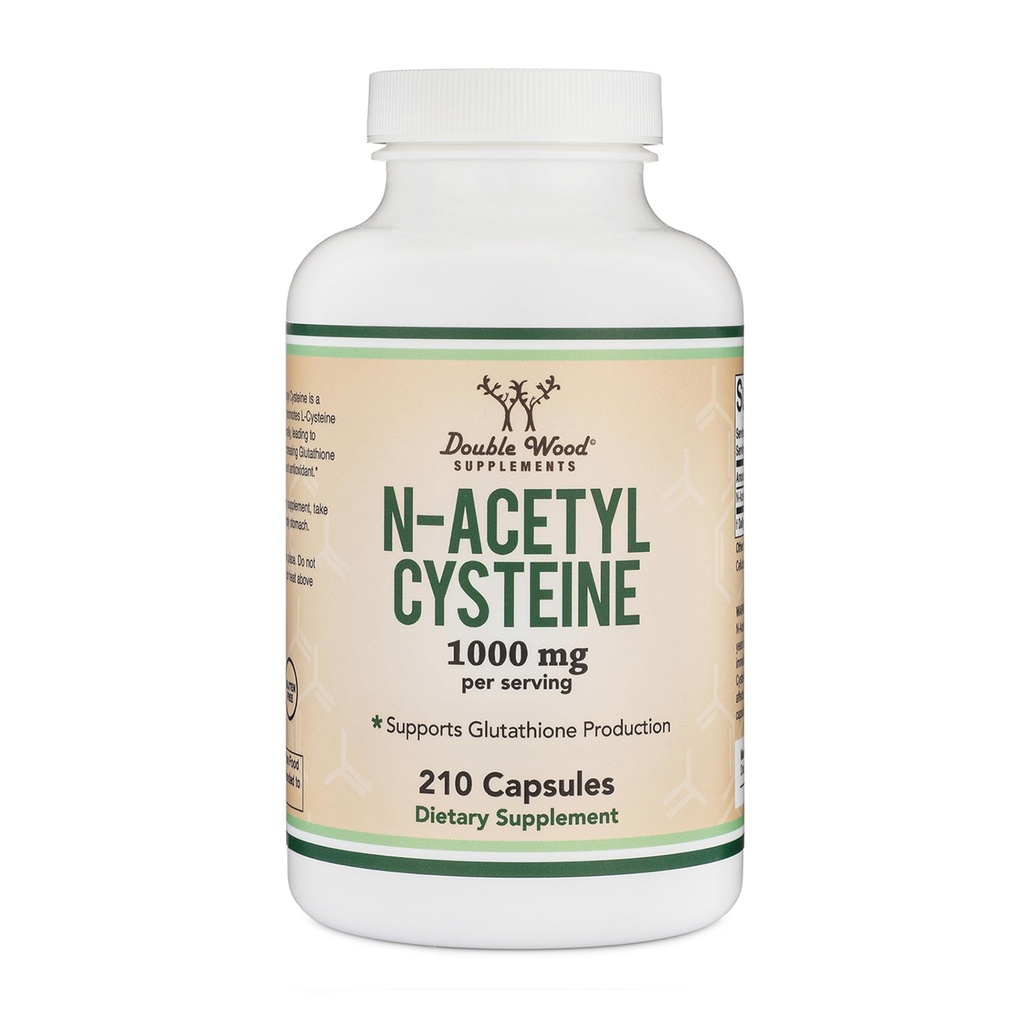 Supplément de NAC N-acétyl Cysteine (1 000 mg par portion de 500 mg par capsule, 210 capsules) (Troisième partie testée) avec la technologie Odor Masking pour augmenter les niveaux de glutathion par le double bois