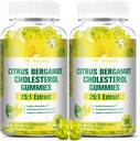 (2 paquets) Citrus sans sucre Bergamot Gommies pour le cholestérol sain - Tous les suppléments naturels 25:1 Extrait de l'Italie Bergamot Supplément pour immunosupport santé anti-âge de sucre Vegan Pectin