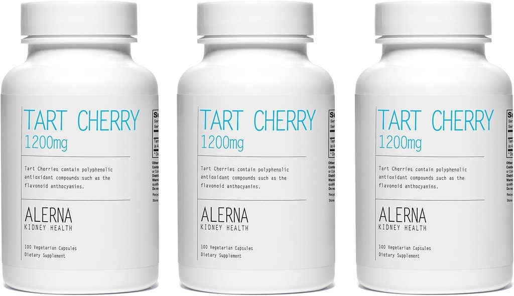 Extrait de tart cerise 1200 mg, 100 gélules végétariennes - (paquet de 3), soutien sanitaire mixte - sans gluten, sans OGM