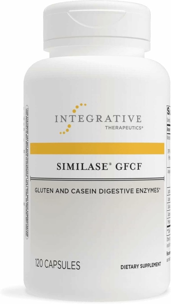 Thérapeutique intégrative Similase GFCF - Supplément enzymatique digestive pour les adultes - Soutien de la digestion de caséine et de gluten* - Soutien au gaz et au ballonnement* - Sans laiterie et végétalien - 120 Nombre (60 portions)