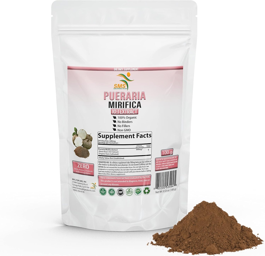 Pueraria Mirifica Herbal naturel biologique Kwao Krua Kao 10:1 Extrait 100g de poudre, favorise la santé des femmes complément alimentaire