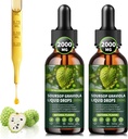 (2 Pack) Sourop Graviola Liquid Drops 2000mg, 98% Absorption pour le soutien cellulaire et la régénération, Immune Boost, Foie, Bien-être Herbacé, Sourop Bitters Liquid-Sugar/Gluten Free, Saveur naturelle, 4 Fl Oz