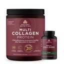 Ancient Nutrition Multi Collagène Capsules de Lean avancées, 90 Compte + Multi Collagène Poudre de Protéines, Sans aromatisation, 40 Servants