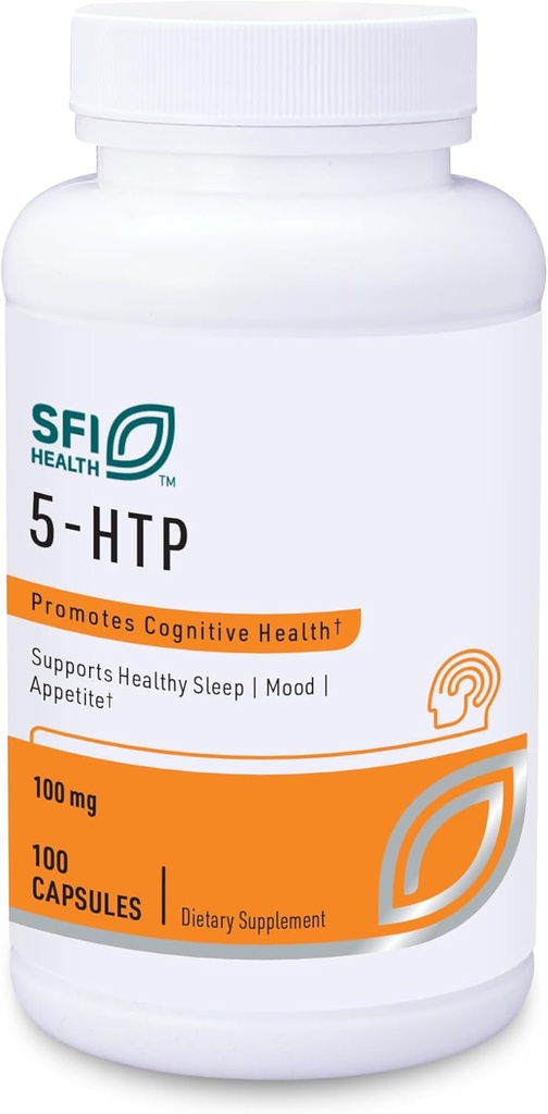Klaire Labs SFI Health 5-HTP 100 mg - Hypoallergénique 5-HTP de Griffonia Seed Extract - Supplément de soutien à la sérotonine hydroxytryptophane pour promouvoir l'humeur (100 capsules)