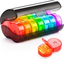 Organisateur de pilules Yaklim 2 fois par jour, boîte à pilules hebdomadaire AM PM, protection de la vie privée noire Organisateur quotidien de pilules avec grand étui sans pilule BPA pour la détention de vitamines, huiles de poisson, suppléments (Rainbow)