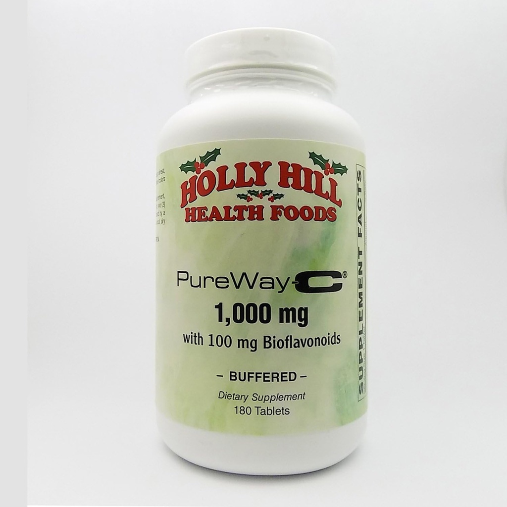 Holly Hill Health Foods, PureWay-C 1000 MG avec 100 MG Bioflavonoïdes, tamponnés, 180 comprimés