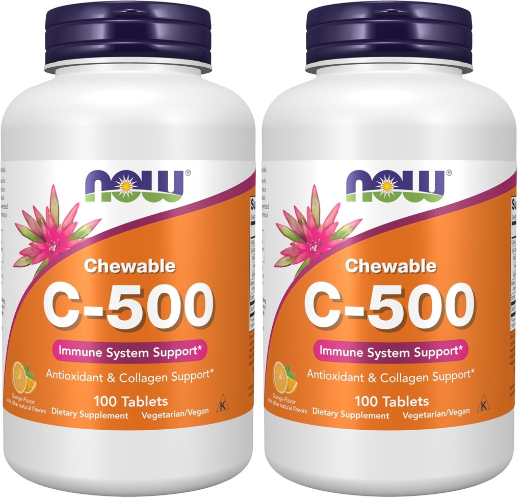 Suppléments, vitamine C-500, protection antioxydante*, jus d'orange, 100 losanges à croquer (paquet de 2)