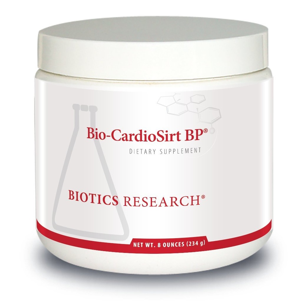 Recherche en biotique Bio CardioSirt BP breveté en poudre facile à mélanger, formulé avec l'aide de Mark Houston, MD, combinaison unique de 7 nutriments clés, 8 onces
