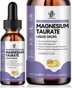 Taurat de magnésium goutte liquide pour la fonction musculaire, Nerve et le soutien de la santé cardiaque, supplément de magnésium haute absorption avec B6, CoQ10, végétalien, non-OGM, sans gluten / sucre ananas aromatisé, 2 Fl Oz