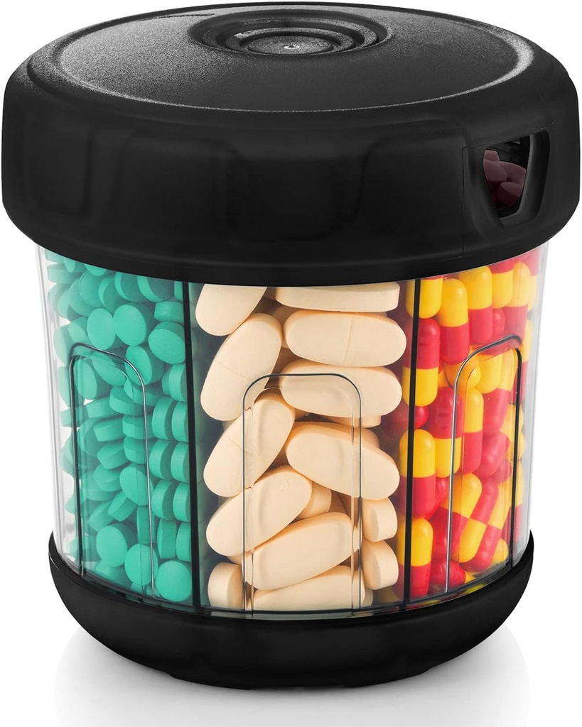 Extra grand organisateur de supplément avec XL 7 Compartiments, TPU Soft Lid Facile à charger et à utiliser Distributeur de pilules, 1 mois Jumbo Vitamine Holder Organizer