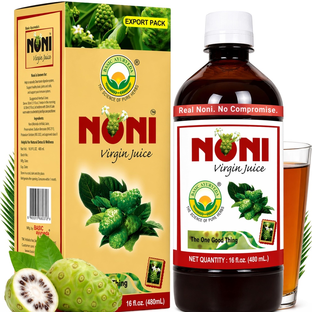 BASIC AYURVEDA Noni Jus de fruits vierges $ 16,23 Fl Oz (480ml) $ Jus ayurvédique pur et biologique pour la santé et le bien-être