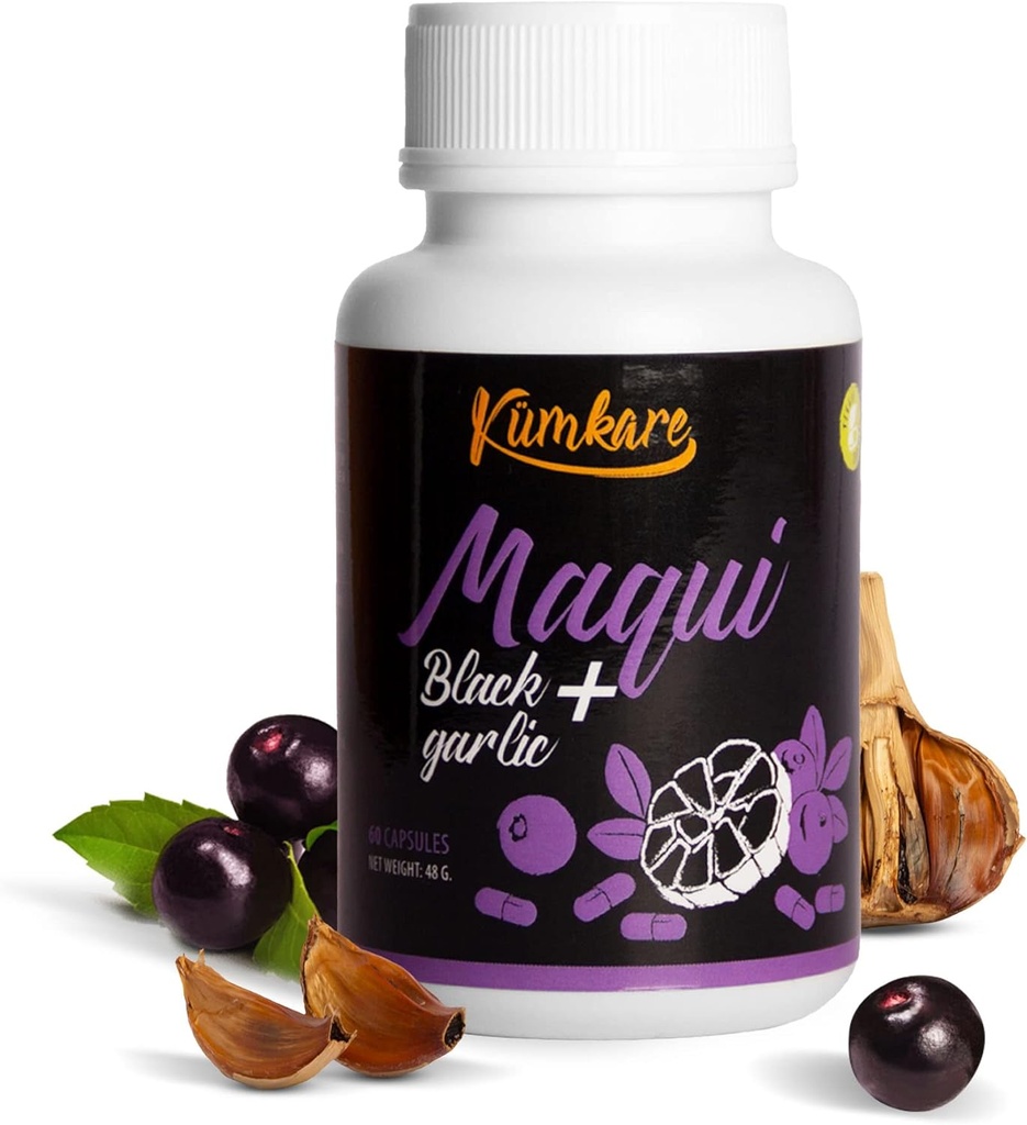 Soutien immunitaire, vitamines C, zinc, défense de la santé et immunitaire et supplément antioxydants pour les adultes, avec maqui Berry et l'ail noir, 60 capsules
