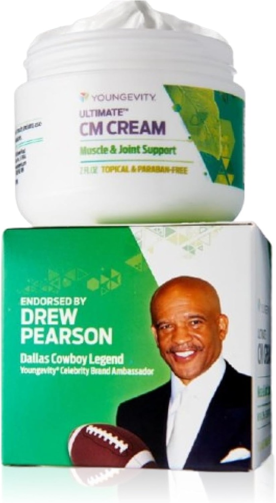 Youngevity Ultimate CM CreamTM - Crème apaisante apaisante profonde musculaire et articulaire - Sans paraben - Soutien de la douleur au dos, au cou, aux mains et aux pieds - Menthol 1,4% - (2 oz Jar)