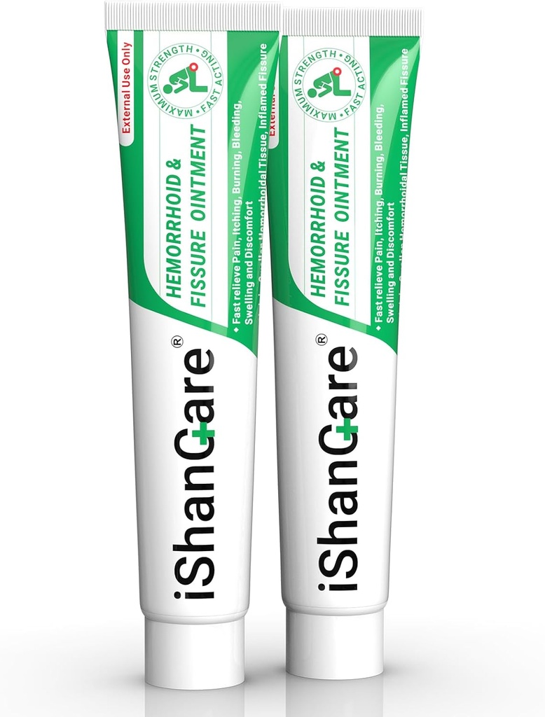 ishancare Hemorrhoid Cream, Hemorrhoid & Fissure Treatment Ointment Extra Strength, Relief Anal Pain, Itching, Bleeding, Swelling, Discomfort, Natural Herbs Fast Acting Ingredients, Contains Vitamin E