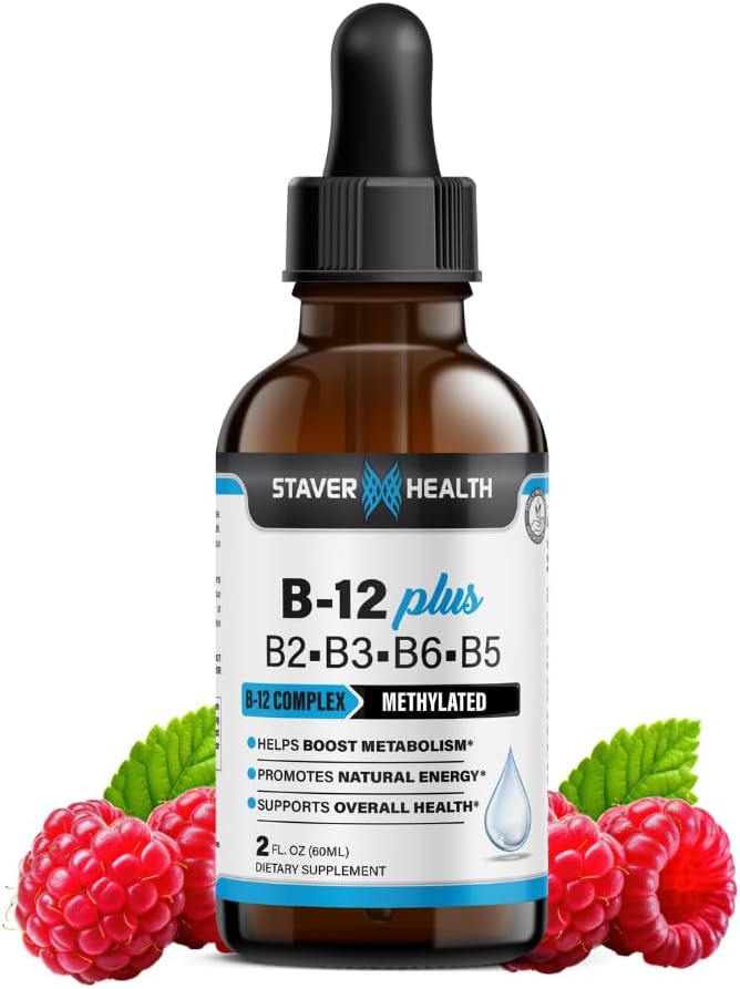 B12 Supplément complexe de vitamine B liquide - Supplément complexe de vitamine B - 2 mois d'approvisionnement - Supplément de soutien énergétique - Vegan - Non-OGM - Sans gluten - 2 Fl Oz