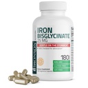 Bronson bisglycinate de fer 25 mg doux sur l'estomac, soutient l'énergie et la production saine de globules rouges - formule non constipante - non OGM, 180 capsules végétariennes