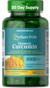 Puritan's Pride Curcumin curcuma 1 000 mg, Standarisé à 95 % Cucuminoïdes, supplément alimentaire à base de plantes pour la santé antioxydante, 60 gélules à libération rapide
