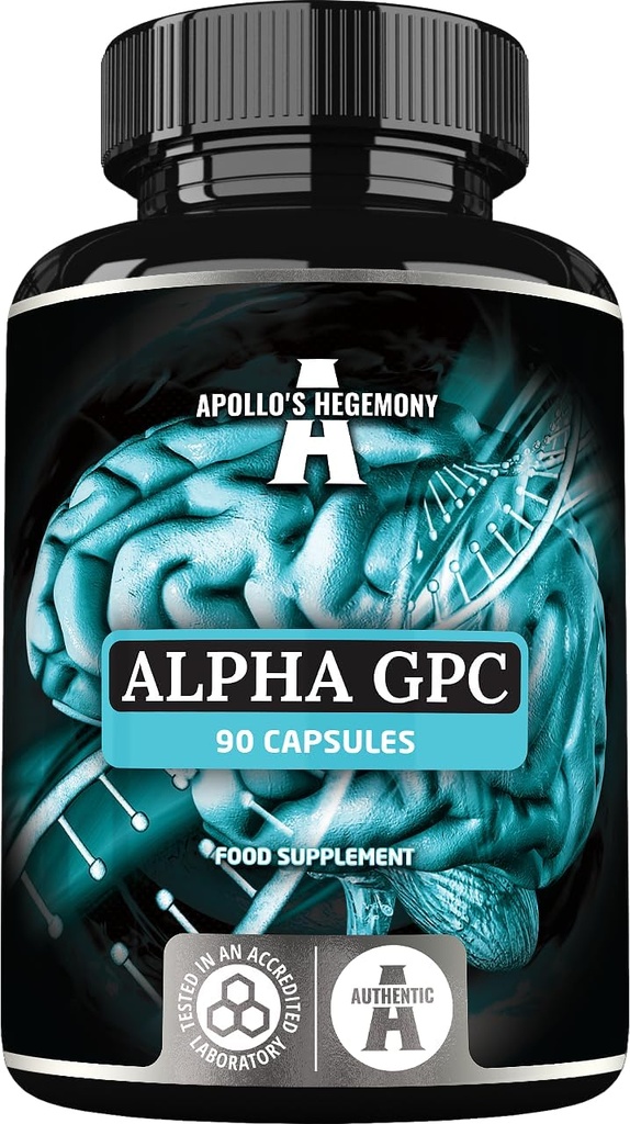APOLLO'S HEGEMONY Alpha-GPC 600mg par jour - 90 gélules de choline végane - Supplément alimentaire alfoscéré Choline à 99 % - Choline lipide - Capsules de mémoire et de concentration