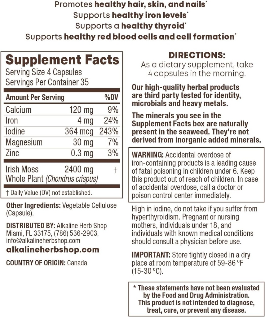 Sea Moss Supplement 140 Capsules