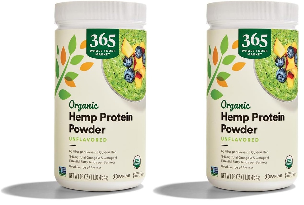 365 par le marché des aliments entiers, Protéines en poudre de chanvre biologique, 16 once (paquet de 2)