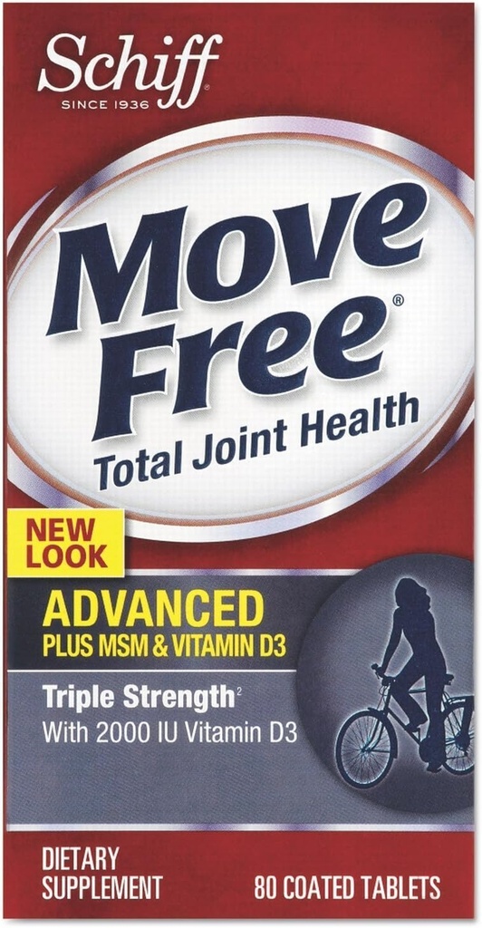 Schiff Move Free Advanced , Triple Strength Plus MSM & Vitamine D3, 80 comprimés enduits ( Multi-Pack)