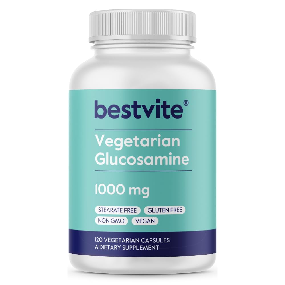BESTVITE Glucosamine végétarienne 1000mg (120 capsules végétariennes) - Pas de stéarate - Pas de remplissage