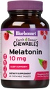 BlueBonnet Nutrition EarthSweet Melatonin 10 mg à action rapide Dissolve la nuit relaxation et repos de sommeil - Aide au sommeil - Sans gluten, végétalien - Arôme framboise - 60 comprimés à croquer
