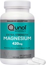 Qunol Magnésium Capsules 420mg, Supplément Magnésium à haute absorption, Extra Force, Supplément Santé des os et des muscles, 120 Nombre