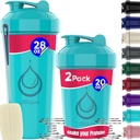 2 Bouteilles de Shaker PACK, 28 oz & 20 oz avec des fouets de fil puissant pour les mélanges protéiniques