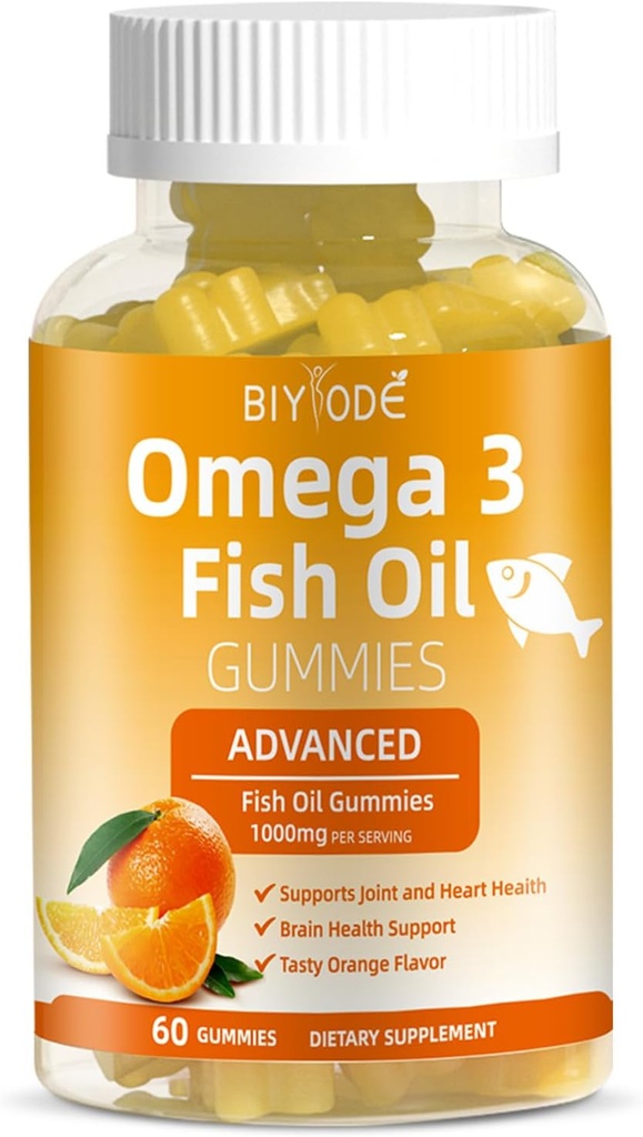 Omega-3 Suppléments à l'huile de poisson: Pure 1000mg Omega-3 Gommies Soutien Coeur articulaire Eye Cerveau Immune Santé 60 Gommies 30 Jour d'approvisionnement