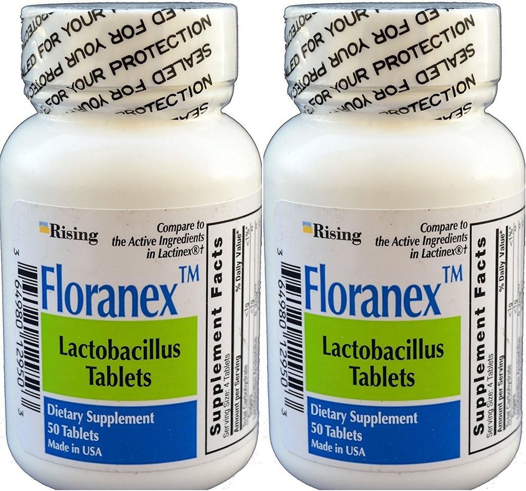 Floranex Probiotique pour la santé des colonies Générique pour Lactinex 50 comprimés par boîte de bouteille de 2 Total 100 comprimés