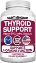 Supplément de soutien à la thyroïde avec Iodine (120 capsules) pour aider le corps à masser et à améliorer l'énergie, l'appareil cardiovasculaire, l'énergie et la préparation de focus (14 vitamines naturelles)