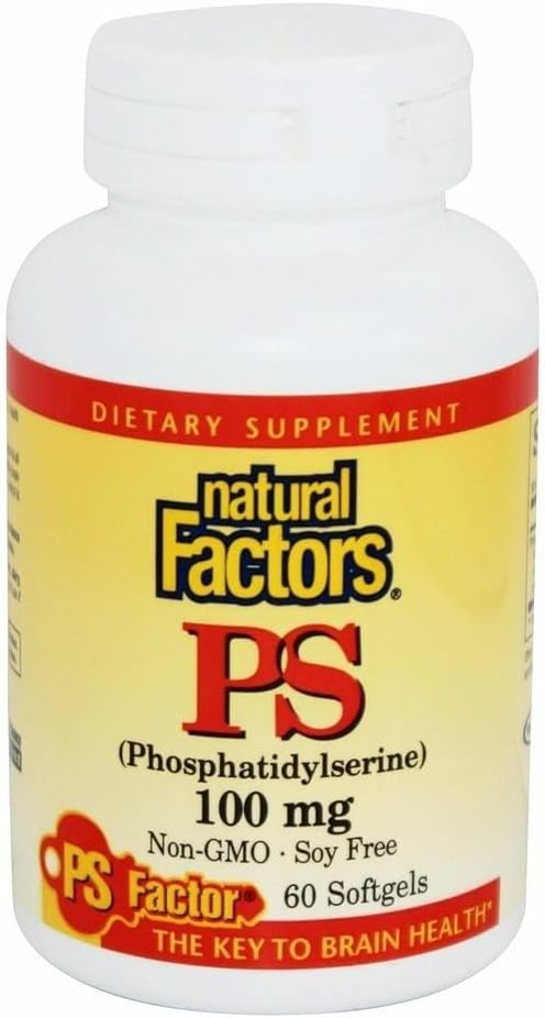 Facteurs naturels, Phosphatidylsérine, soutien de la mémoire, concentration et fonctions cérébrales, sans soja et sans gluten, 60 softgels