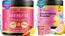 CLÉS NUTRIENTS Électrolytes et mélanges de poudre d'hydratation multivitamine – Cimonade de fraise juteuse et poudres d'électrolyte de citronade rose frais (90 portions chacune) – sans sucre, amis kéto, sans calories