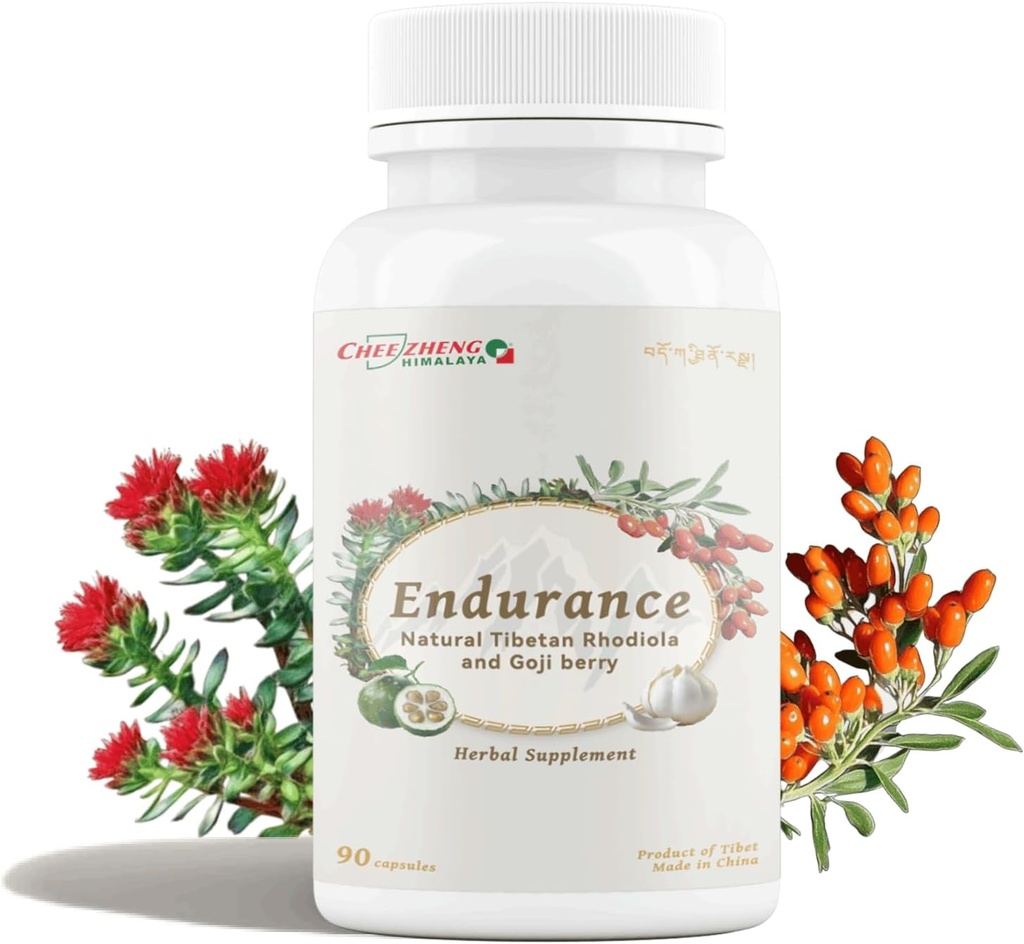 CheezhengHimalaya Rhodiola et Goji Berry Supplément quotidien, soutien énergie, calme mental, digestion boost, améliorer l'immunité, améliore l'utilisation de l'oxygène, herbes naturelles tibétaines, 90 capsules de Veggie