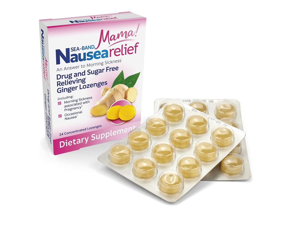Sea-Band Ginger Mama Lozenges, sans drogue et sans sucre, pour la maladie des mouvements et le soulagement des nausées*