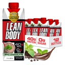 Labrada Lean Corps prêt à boire Chocolate de menthe, 40g de protéines, mélange de lactosérum, 0 sucre, sans gluten, 22 vitamines et minéraux, (carton recyclable et couvercle - boîte de 12) LABRADA