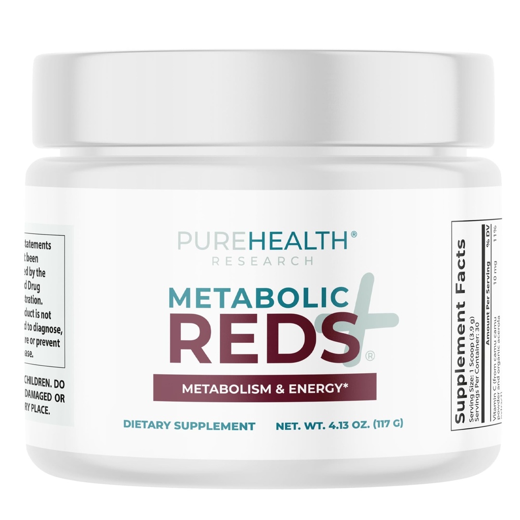 RECHERCHE SUR LA PUREHEALTH Reds Superfoods Poudre - Seulement 10 calories Fruits et légumes Adaptogène boisson avec betterave, polyphénols, poudre probiotique - Supplément antioxydants pour l'énergie, 30 portions