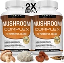 Supplément de champignons Toplux Lions Mane & Cordyceps Reishi Chaga 10 Mélange de champignons biologiques pour soutenir le système immunitaire, la mémoire, le focus et la clarté et augmenter l'énergie, pour les hommes femmes, 60 capsules